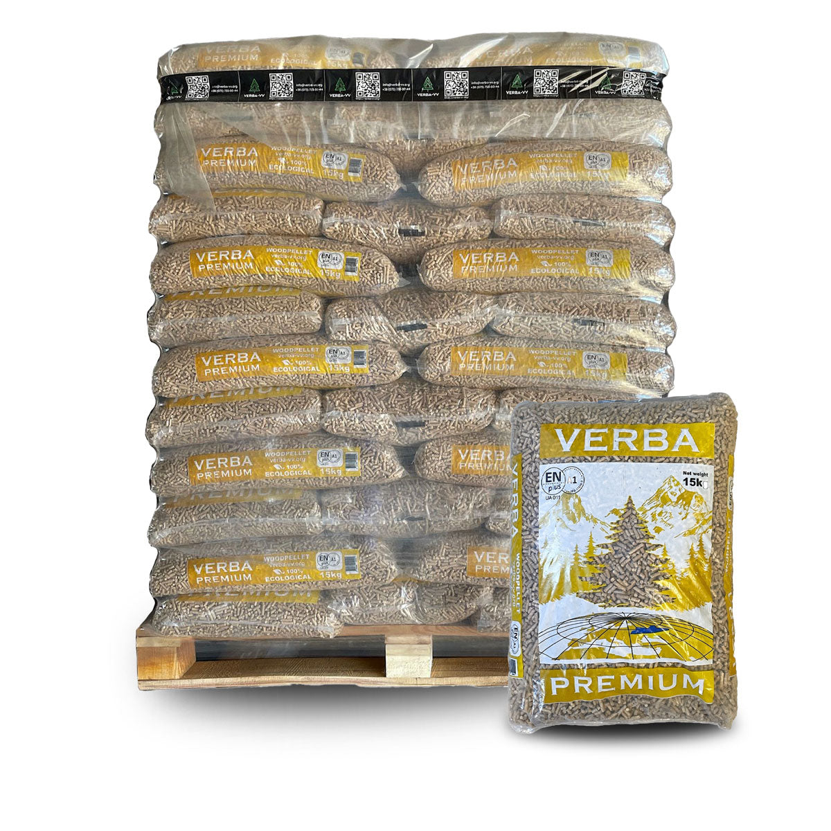 Palette de 70 sacs de Pellet de bois Verba – EN+® A1 100% résineux 🇺🇦